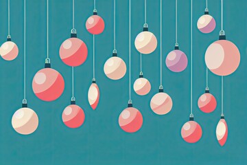 Merry Christmas background, festive xmas balls baubles decorations.