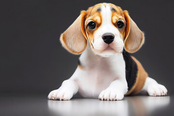 Studio portrait of cute baby beagle puppy dog - obrazy, fototapety, plakaty