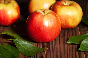 apple group on wood background