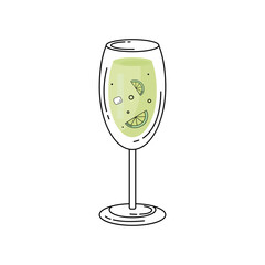 Cocktail with lime and ice 