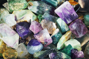 close up on colorful fluorite rocks