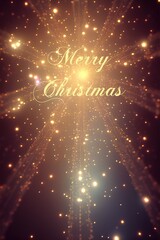 Blurred bokeh lights background, Merry Christmas illustration.