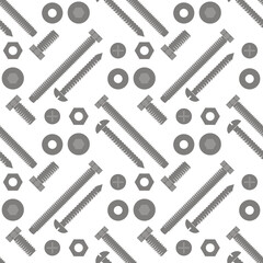Screw hex bolt seamless pattern design illustration isolated on white background.