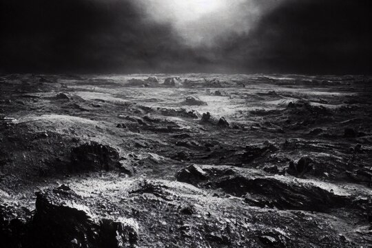 Black And White Desolate Planet Landscape