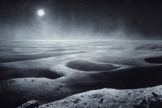 Black and white desolate planet landscape