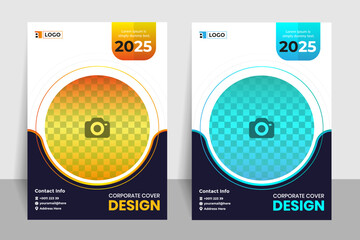 Corporate Cover Template Design, Brochure, Annual Report, Booklet, and Flyer with different color sets.