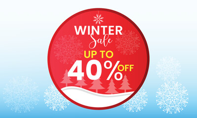 Winter sale banner, discounts up to 40 %, winter sale up to 40 percent off