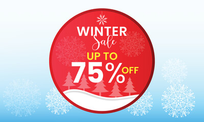 Winter sale banner, discounts up to 75 %, winter sale up to 75 percent off