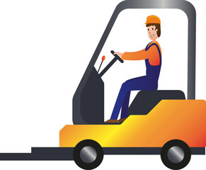 vector illustration of a worker driving a loader
