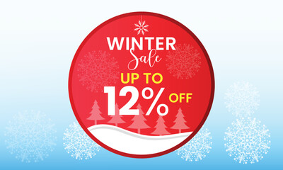 Fototapeta na wymiar Winter sale banner, discounts up to 12 %, winter sale up to 12 percent off