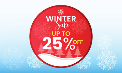 Fototapeta na wymiar Winter sale banner, discounts up to 25 %, winter sale up to 25 percent off