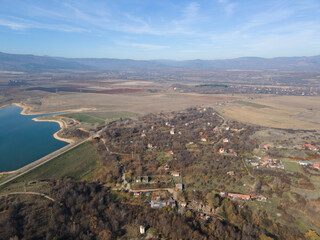 Aerial view of Drenov Dol reservoir, Bulgaria