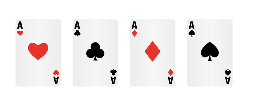 A set of playing cards of different suits. Vector illustration