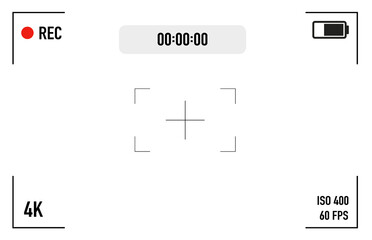 4k camera recording with a countdown. Vector illustration
