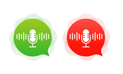 Obraz premium Microphone with sound waves in the message. Vector illustration