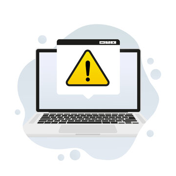 Error warning on laptop. Vector illustration
