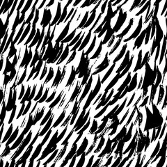 Brush drawn grass seamless pattern. Small vector lines and vertical dashes seamless pattern. Simple abstract ornament with stylized grass, carpet or lawn. Doodle tribal black and white ornament. 