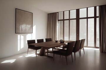 Fototapeta premium Dining table in clean, modern interior