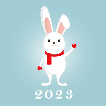 New year card rabbit 2023 christmas bunny vector