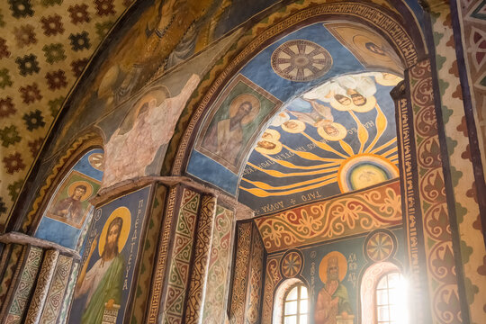 Old christian frescoes inside the Saint Cyril's Monastery church in Kyiv, Ukraine