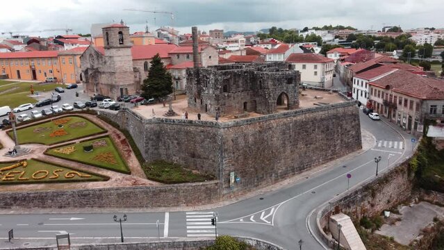 Aerial view of the historic Archaeological Museum in Barcelos, Portugal