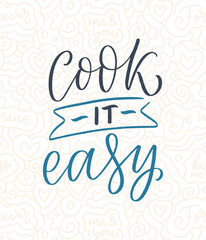 Handwritten lettering quote about kitchen and cooking. Hand drawn unique typography design element for greeting cards, decoration, prints and posters.