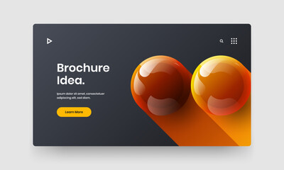 Minimalistic 3D balls website layout. Trendy company identity vector design illustration.