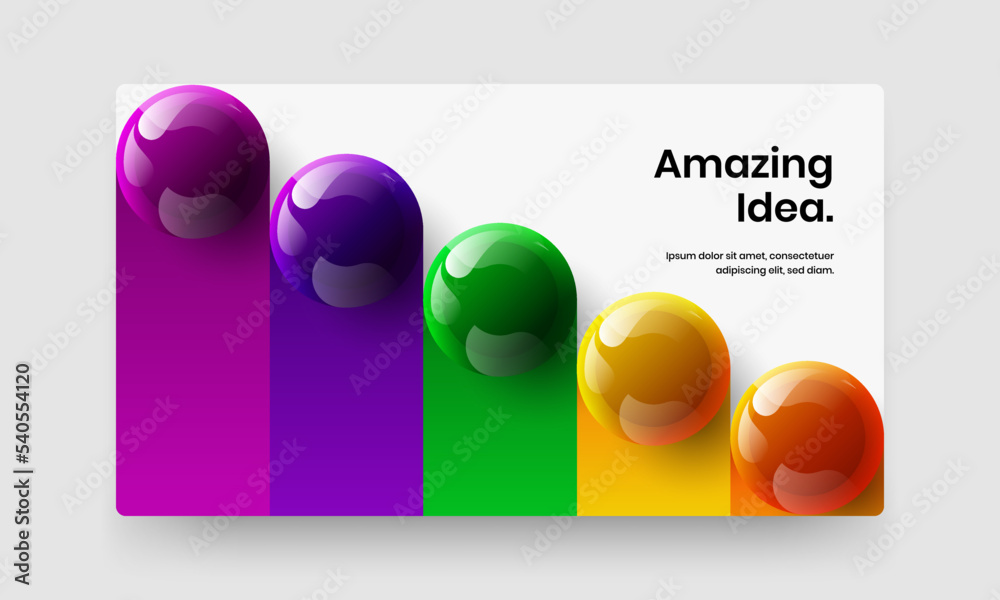 Wall mural clean corporate cover design vector concept. fresh realistic spheres front page template.