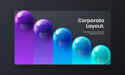 Fresh pamphlet vector design illustration. Bright realistic balls corporate identity layout.