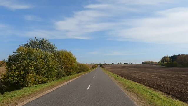 Road view on a summer day. Highways and cars, roadside and white road line markings.