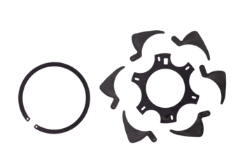 The diaphragm leaves of a lens disassembled on an isolated background.