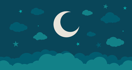 Obraz na płótnie Canvas cute background night moon clouds