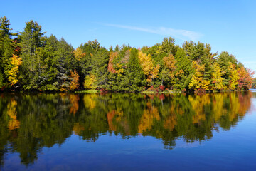 New England fall colors reflecting in a lake