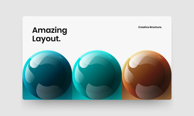Modern realistic spheres leaflet template. Geometric book cover vector design concept.