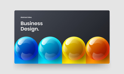 Amazing website design vector illustration. Multicolored realistic balls pamphlet template.