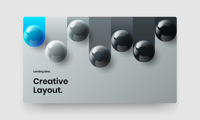 Modern website screen vector design layout. Amazing realistic spheres company identity concept.