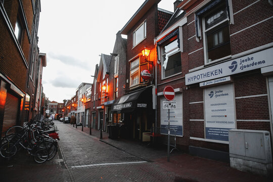 Street view and generic architecture in Leiden, Netherlands