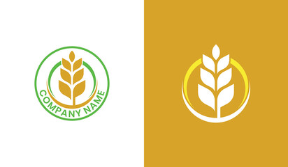 Wheat Grain Logo Stamp Badge Concept symbol sign icon Element Design. Agriculture, Bakery Logotype. Vector illustration template