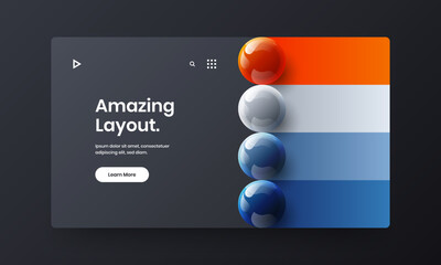 Trendy journal cover design vector concept. Simple realistic spheres company brochure template.