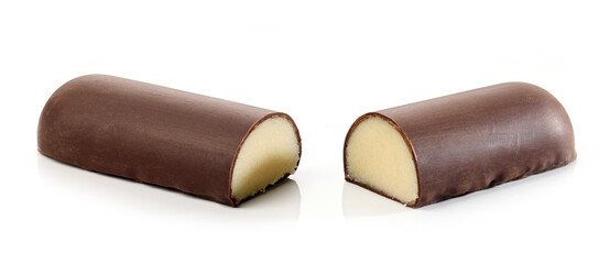 marzipan pieces on white background