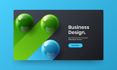 Fresh 3D spheres placard illustration. Minimalistic catalog cover design vector template.