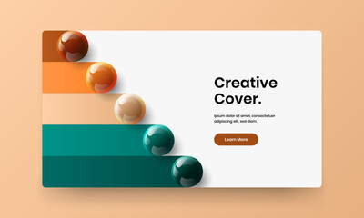 Vivid site screen design vector concept. Unique 3D balls catalog cover layout.