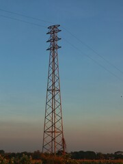 power line tower in the field