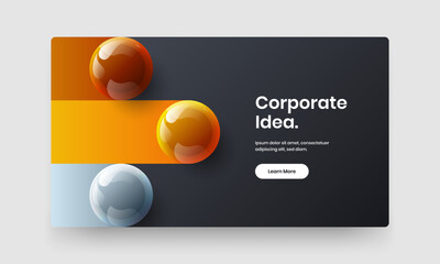 Creative 3D spheres pamphlet template. Bright magazine cover vector design layout.