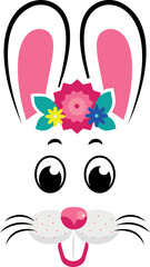 Cute Easter Bunny. mask of Easter Bunny face . Vector illustration
