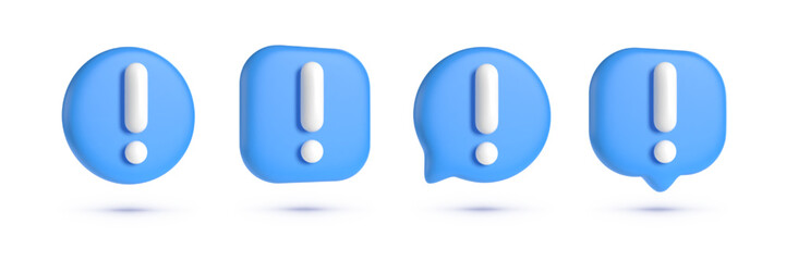 Big set of 3d Realistic exclamation mark vector illustration. Attention signs set. Concept graphic design element. Vector illustration design © Ivan