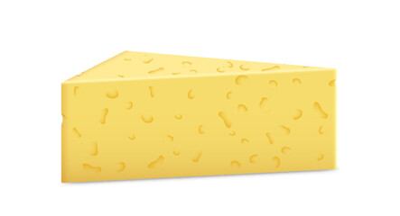 Realistic cheese triangular block isolated. Fresh gouda or cheddar block. Tasty dairy product