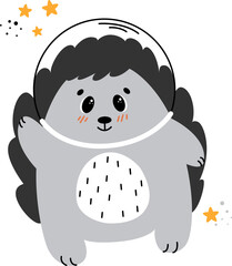 Astronaut hedgehog, hedgehog flying in space, children's illustrations on the space theme, spaceships, aliens, comet, planet, asteroid, space, galaxy, rocket flying into space, alien ship, space	