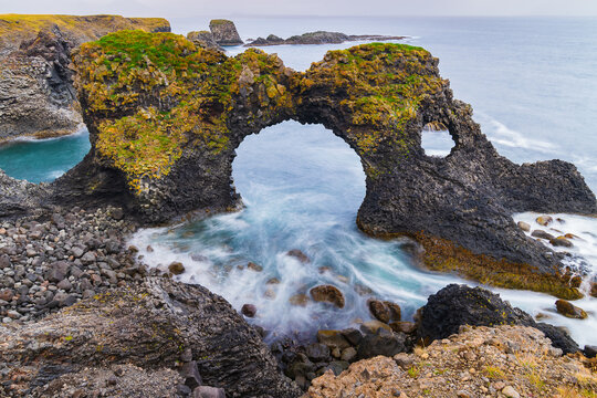 Landscape of the Arnastapi cliffs (Iceland)