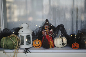 interior halloween decoration by the window - 540562982
